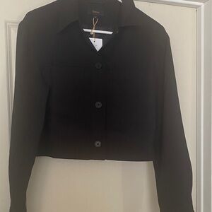 Quince Black Button-Up Cropped Jacket Size Medium BNWT!
